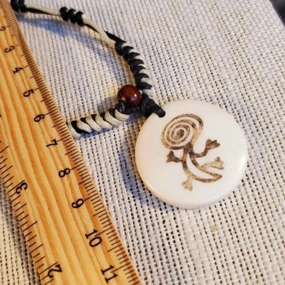 Tribal Bone Cave Drawing Necklace from India - Picture 3 of 3